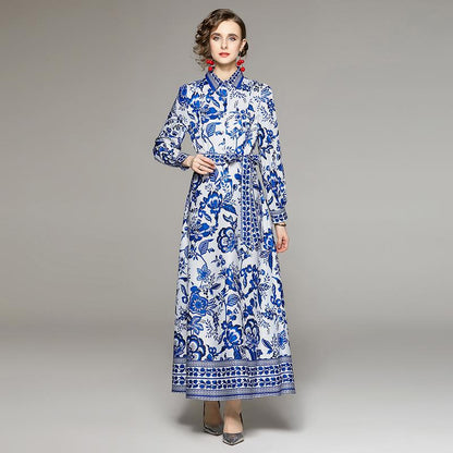 S.W.  Women's Printed Long Sleeve Dress