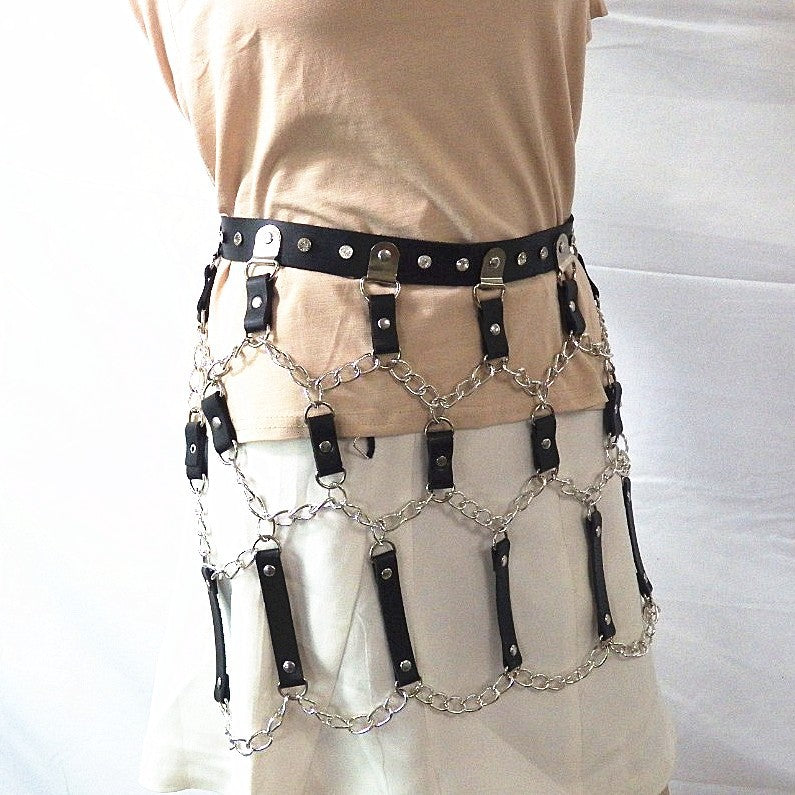 Rhinestone Inlaid Punk Belt Hip-hop Jewelry Waist Chain