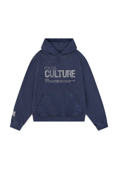 S.M. "CULTURE". Retro Letter Rhinestone Street Hoodie