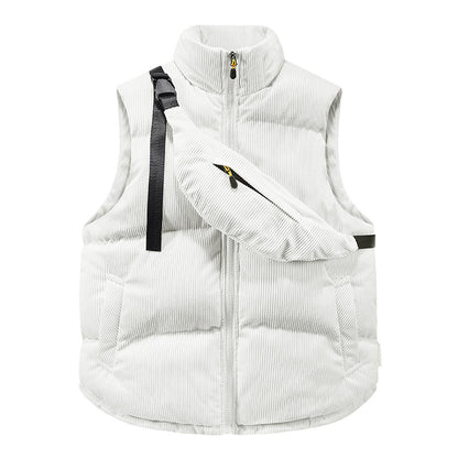 a white vest with a zipper on it