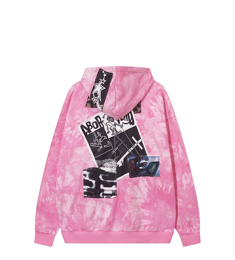 Full Print Graffiti Poster Cardigan Hooded Sweater