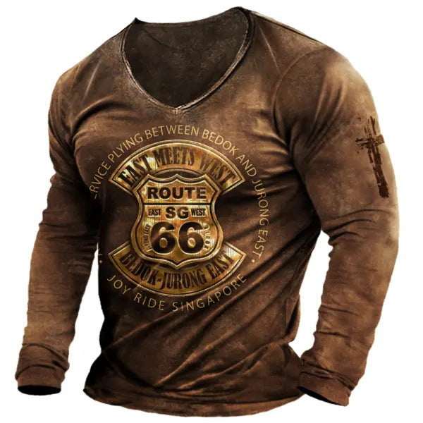 S.M. Men's Western print Long Sleeve T-shirts