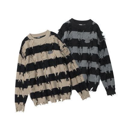 S.M. Tassel Ripped Street Loose  Sweater