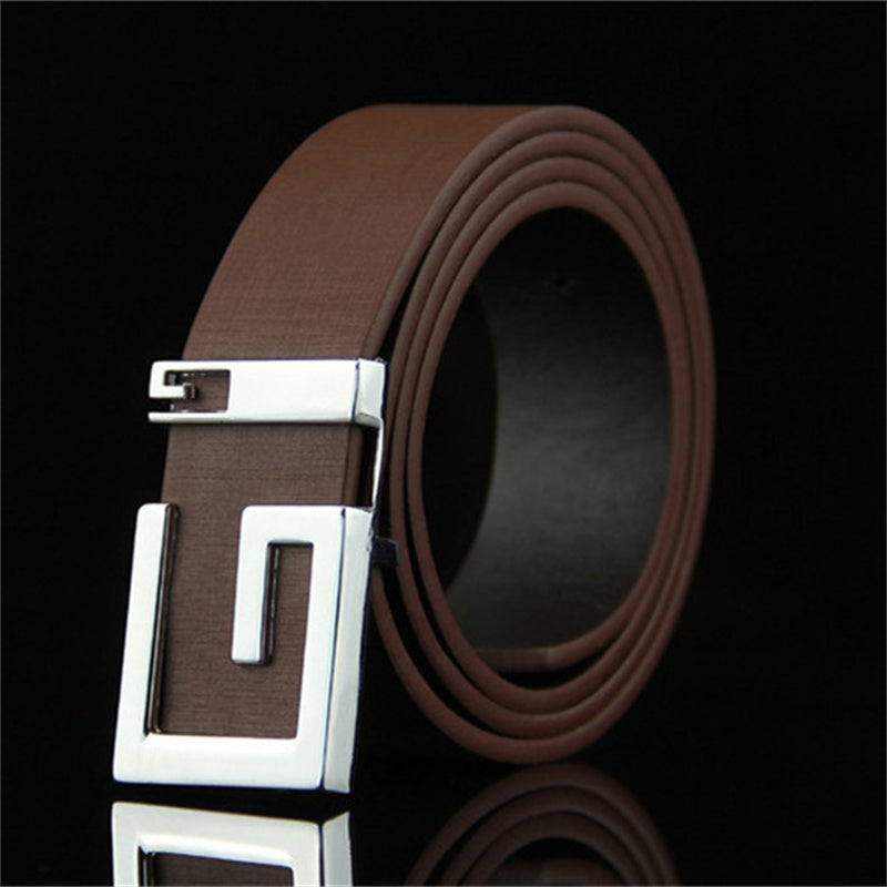 Men's And Women's Fashionable And Simple Smooth Buckle Belts S.M.  S.W.