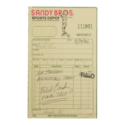 a receipt with a baseball player on it