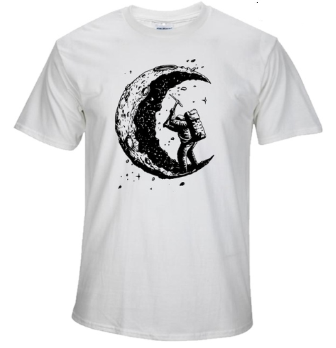 S.M. Digging The Moon Print Casual T-Shirt