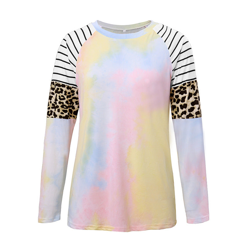 S.W. Tie-dyed leopard-print T-shirts