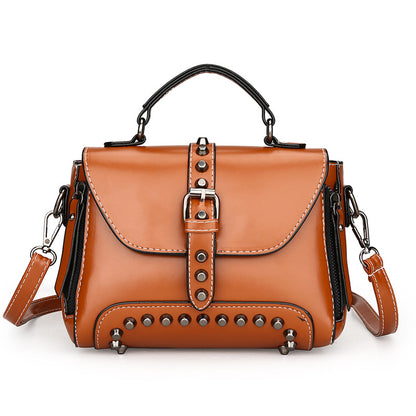 S.B. Retro oil leather rivet hand bags