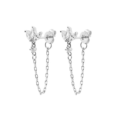 Diamond Inlaid Zircon Butterfly Integrated Earrings