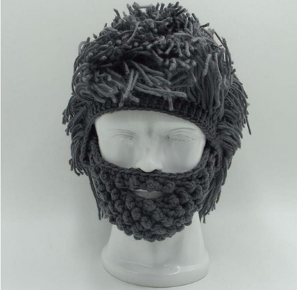 S.H. knit wool handmade beard men wig hats