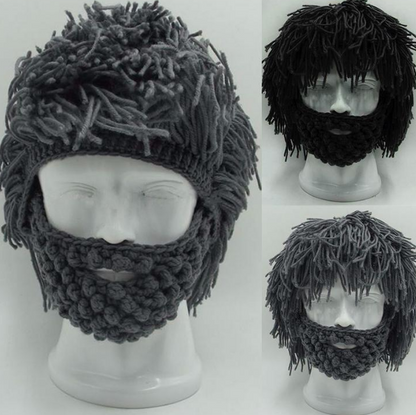 S.H. knit wool handmade beard men wig hats