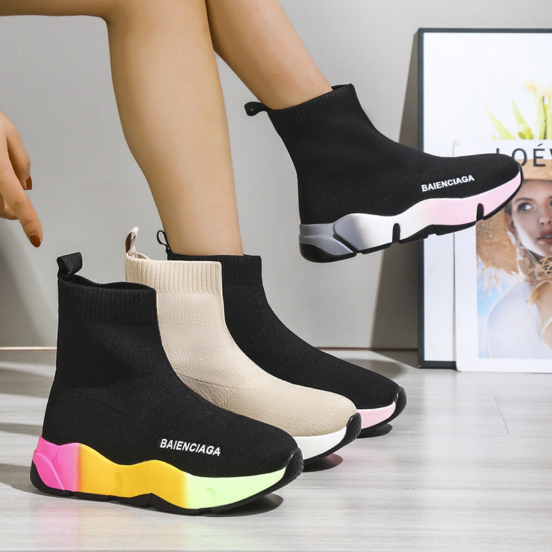 Black Sock Boots For Women Platform Shoes