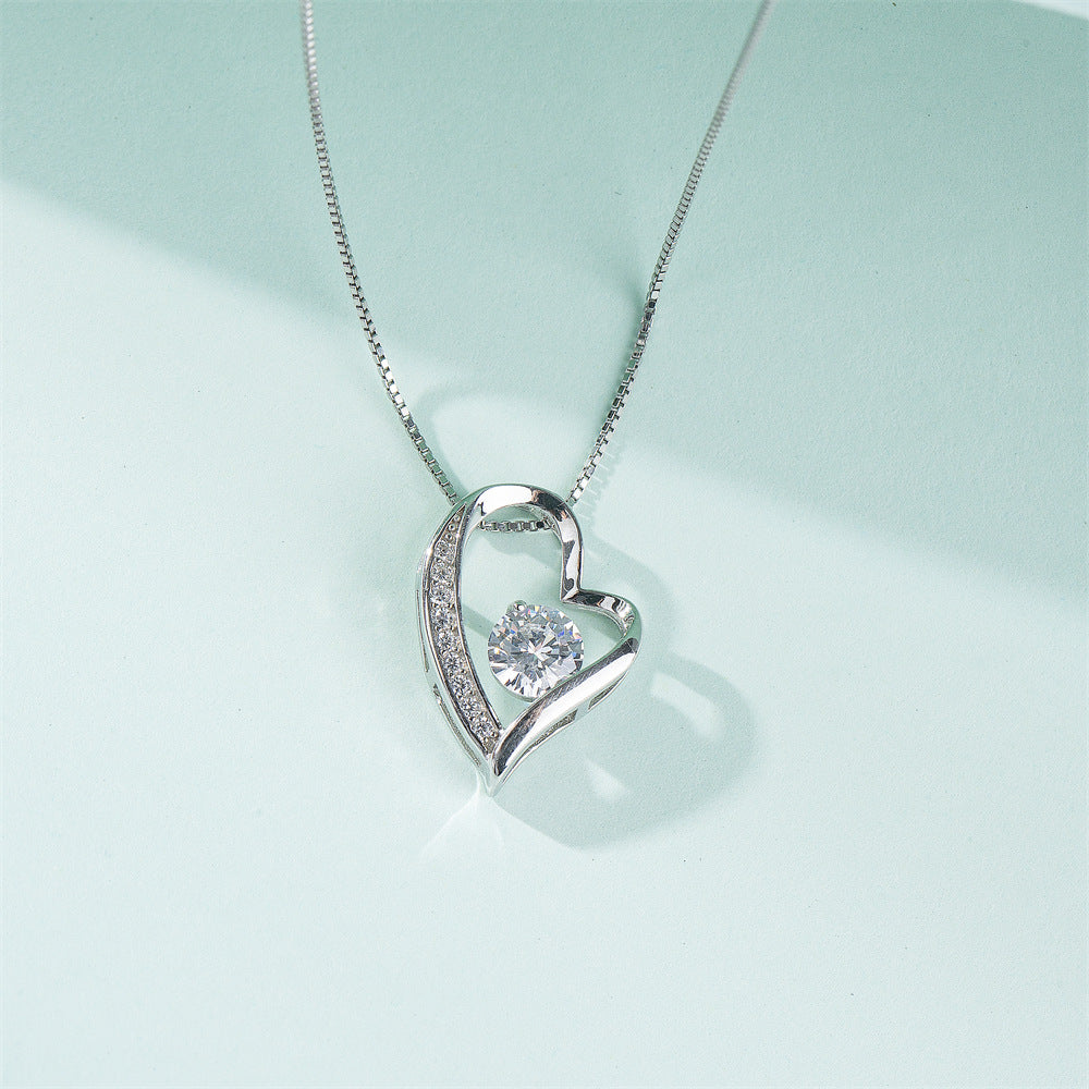 Hollow Heart Necklace Zircon Light Luxury