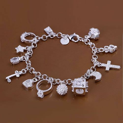 F.J.C. 925 Silver Thirteen Charm Bracelets