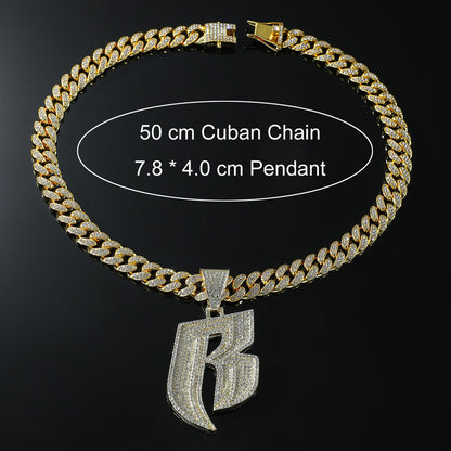 Men's Fashion And Fully-jewelled Letter B Pendant Necklace