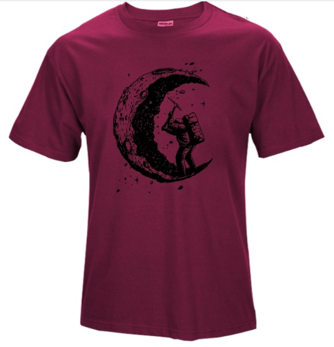 S.M. Digging The Moon Print Casual T-Shirt