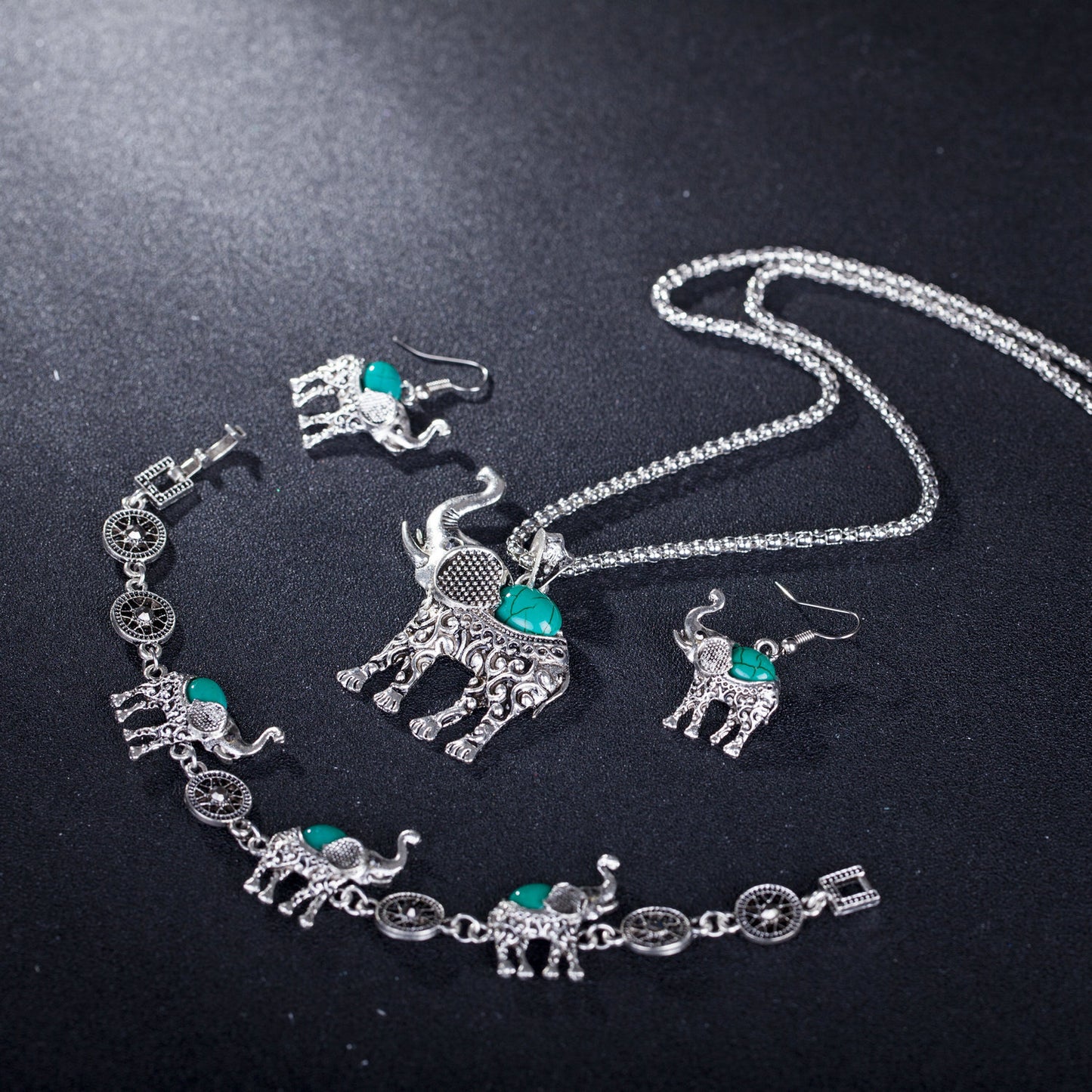 Turquoise Elephant Jewelry Set