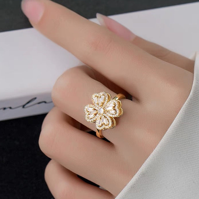 F.J.C. JEWELRY.   Vuitton inspired Rotating Clover Ring