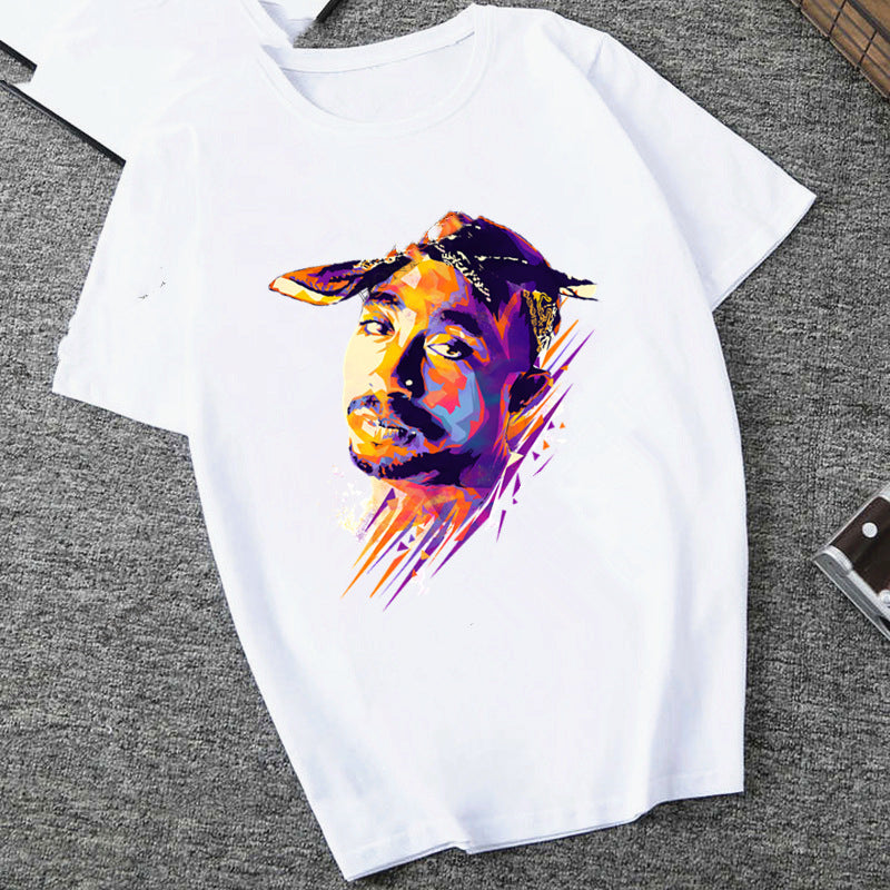 S.M. Hip-hop Fashion Print Men's And Women's Trendy T-shirt S.W.