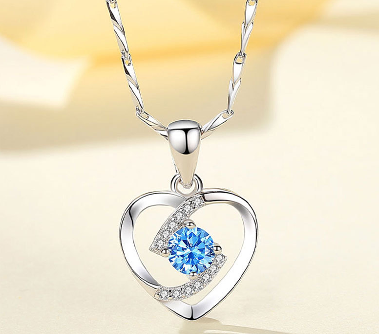 S999 Necklace Female Sterling Silver Clavicle Chain With You Temperament Pendant