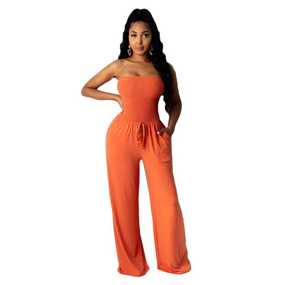 S.W. Solid color breast wrap loose women's romper