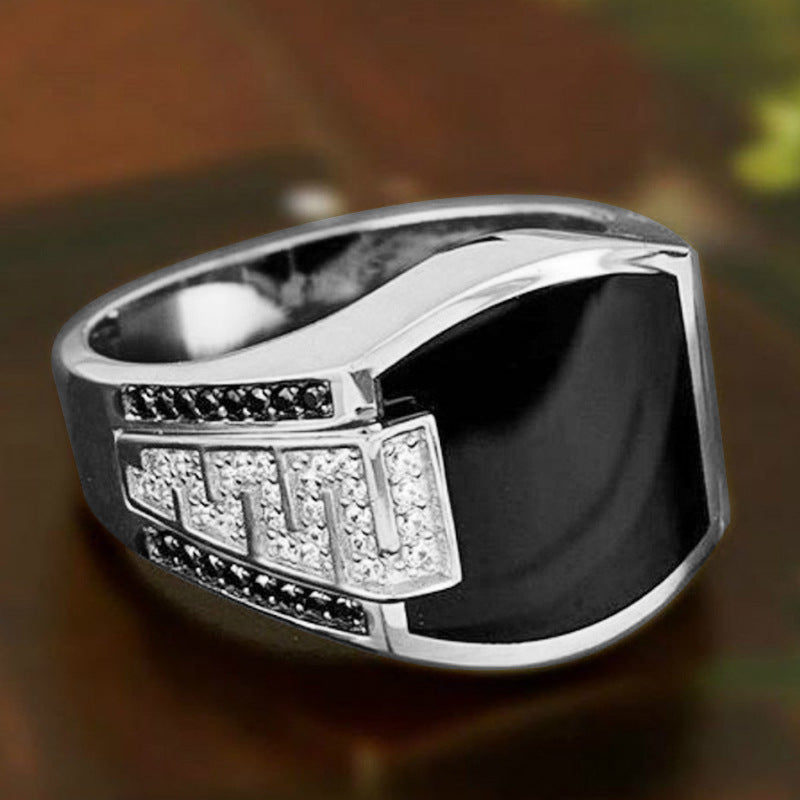 Black onyx Full Diamond Ring