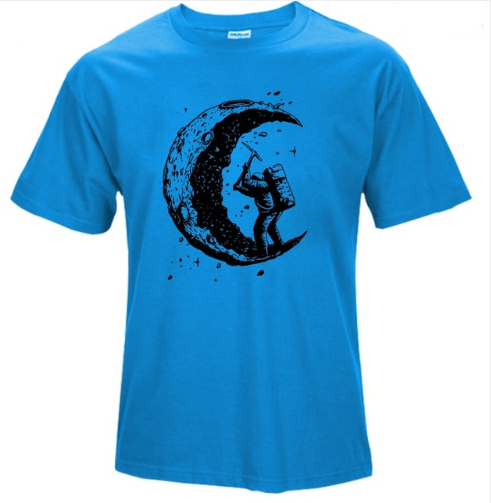 S.M. Digging The Moon Print Casual T-Shirt