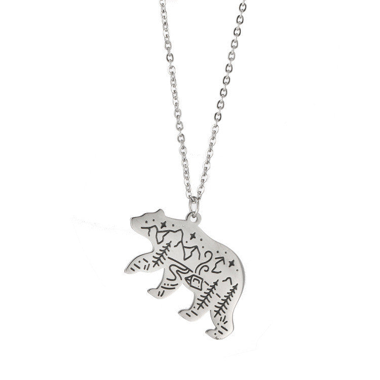 Personality Hip-hop Men And Women Titanium Steel Wolf Head Moon Pendant Jewelry