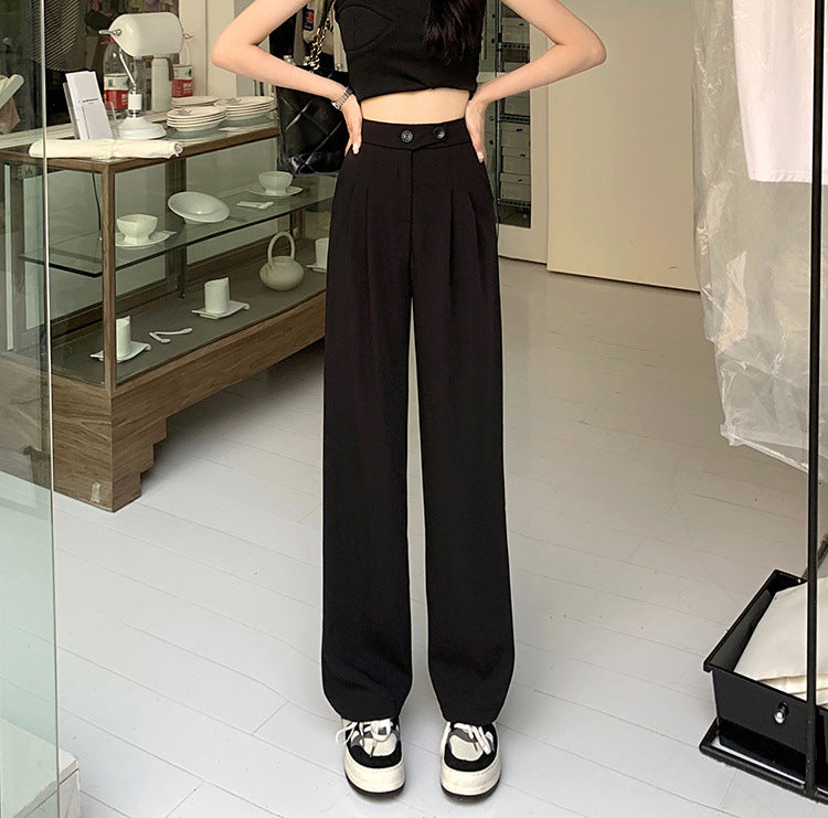 Women's New High Waist Loose Drape Suit Wide Leg Pants