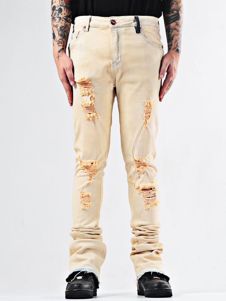 S.M.  Elastic Heavy Duty Flare Jeans