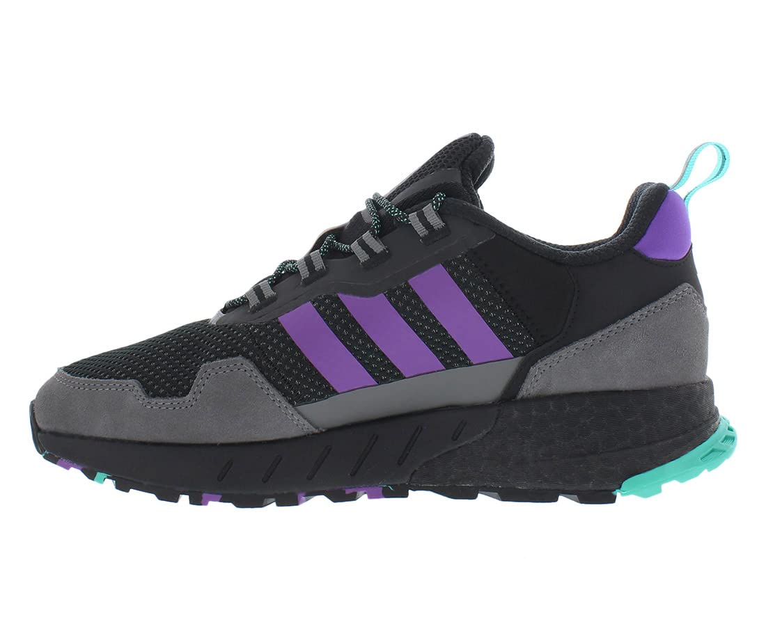 a pair of black and purple shoes