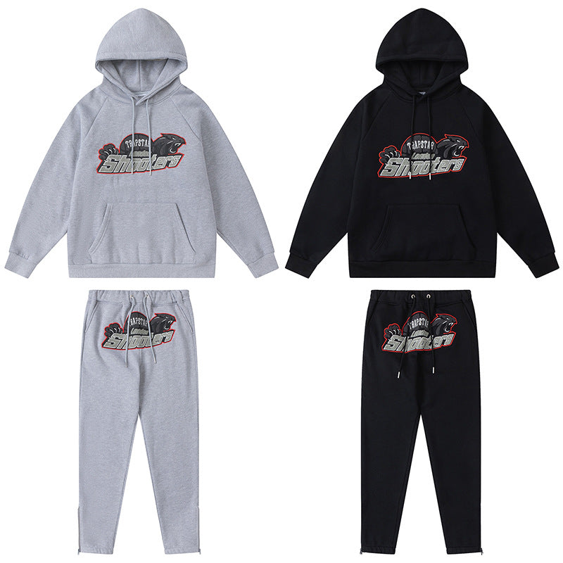 Padded Hooded Sweatshirt Zipper Pants Men And Women Sweatpants Set