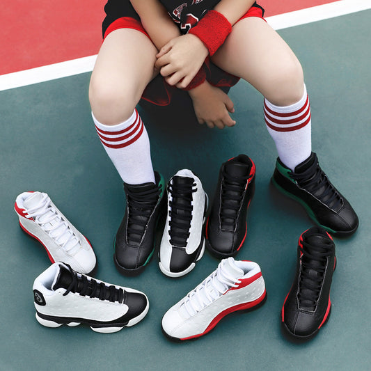 Autumn And Winter Models Of Leather Fashion Tide Middle And Older Children Sports Shoes