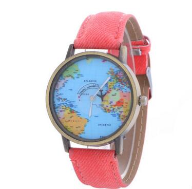 Canvas Band Map Dial Plate Watch