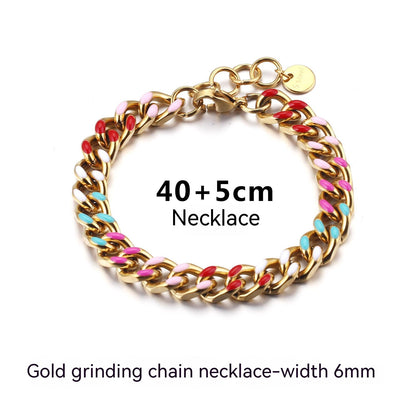 Necklace Creative Epoxy Titanium Steel Cuban Link Chain