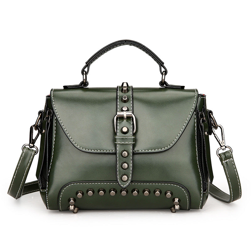 S.B. Retro oil leather rivet hand bags