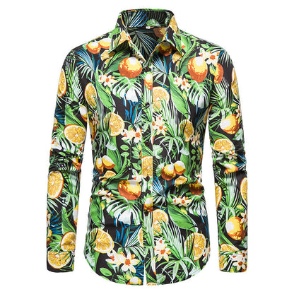 Mens Casual Long Sleeved Floral Shirt