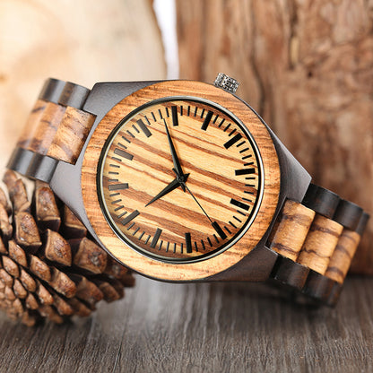 Men's And Women's Large Dial Wood Quartz Watch