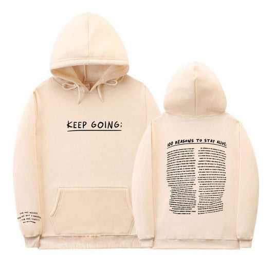 S.M Letter Printing Long-sleeved Drawstring Hooded Sweatshirt S.W.