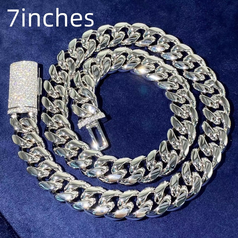 8mm Stainless Steel Inlaid Vvs Moissanite Buckle Hip Hop Necklace