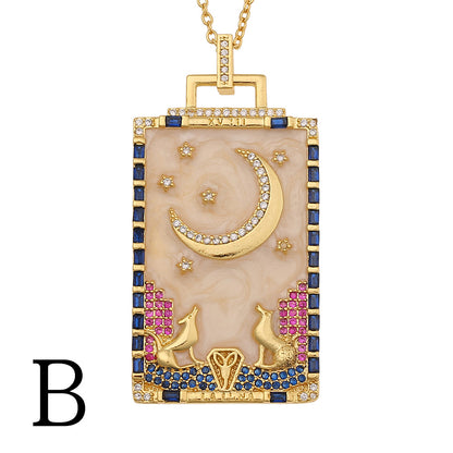 European And American Hip Hop Jewelry Copper Drip Oil Zircon Pendant