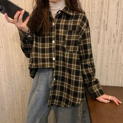 S.W. Retro plaid shirt women