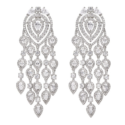 European And American Fashion Long Full Diamond Inlaid Exaggerated Large Earrings