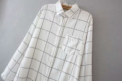 New Mid-length Chiffon Sunscreen Clothing Women Korean Long-sleeved Loose Plaid Thin Coat