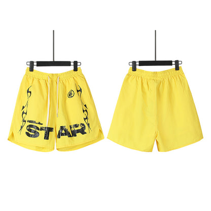 S.M. American HELLSTAR letter-printed shorts