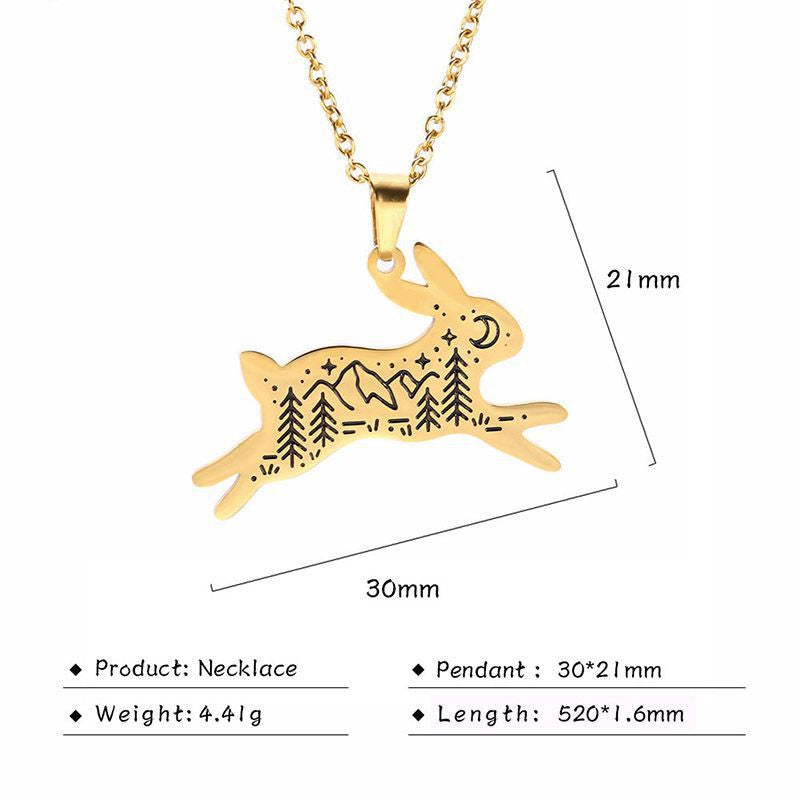 Personality Hip-hop Men And Women Titanium Steel Wolf Head Moon Pendant Jewelry