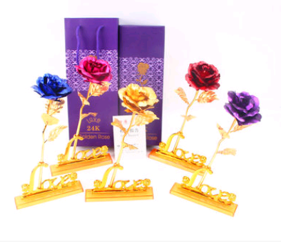 S.B. gold rose gift bag