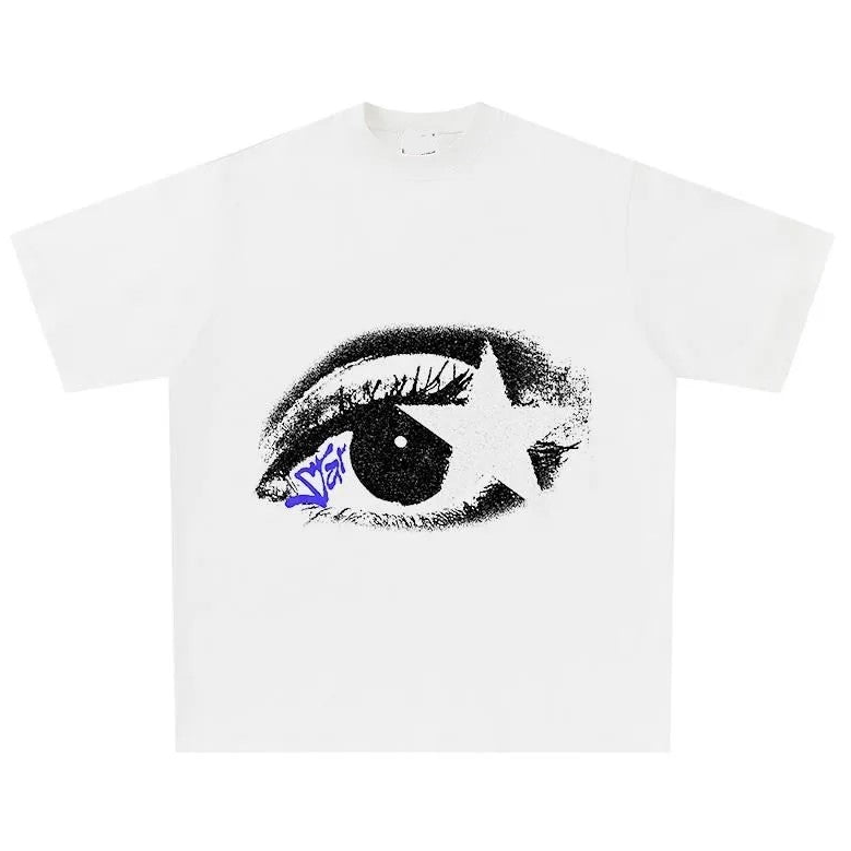 F.J.C. S.M.  Eyes Digital Printing Casual Round Neck T-shirt Men