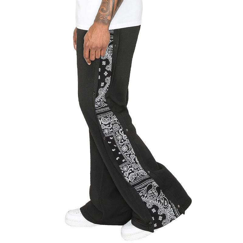 S.M.  Hip Hop  Men's Loose West Coast Paisley Wide Leg Pants