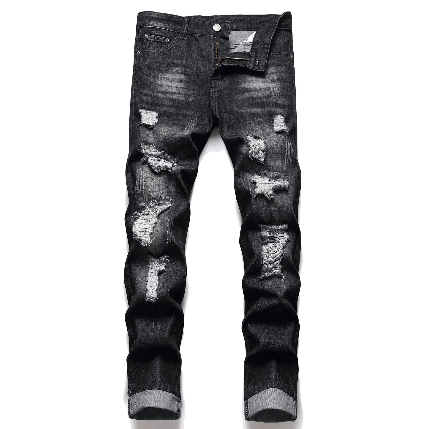 F.J.C.  S.M.  Jeans Black Ripped Washed men's